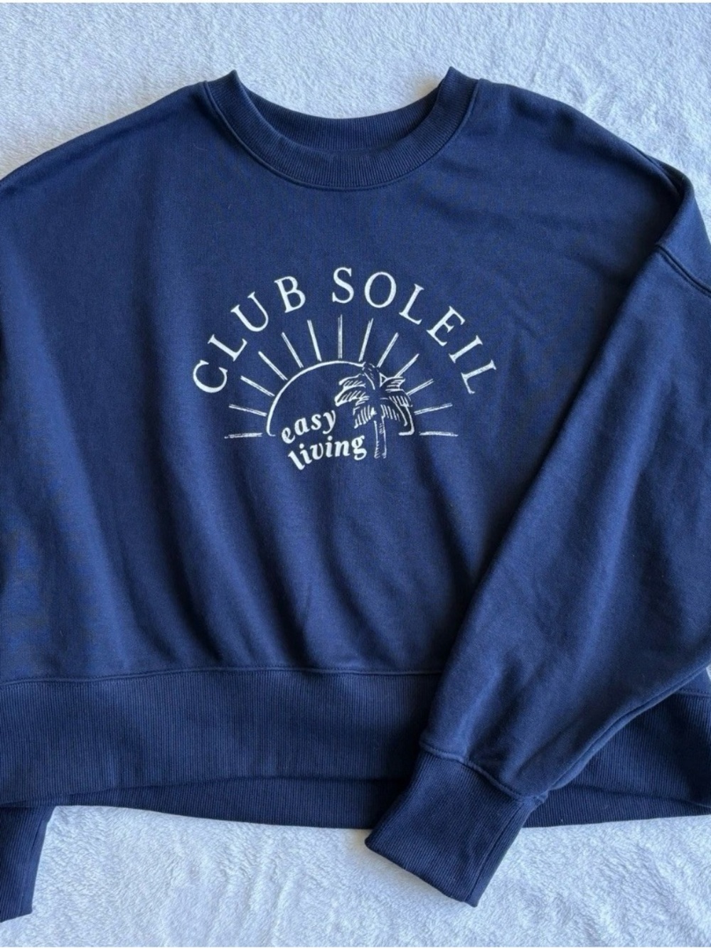 Sonoma Navy Crewneck Sweatshirt with White "Club Soleil" Graphic